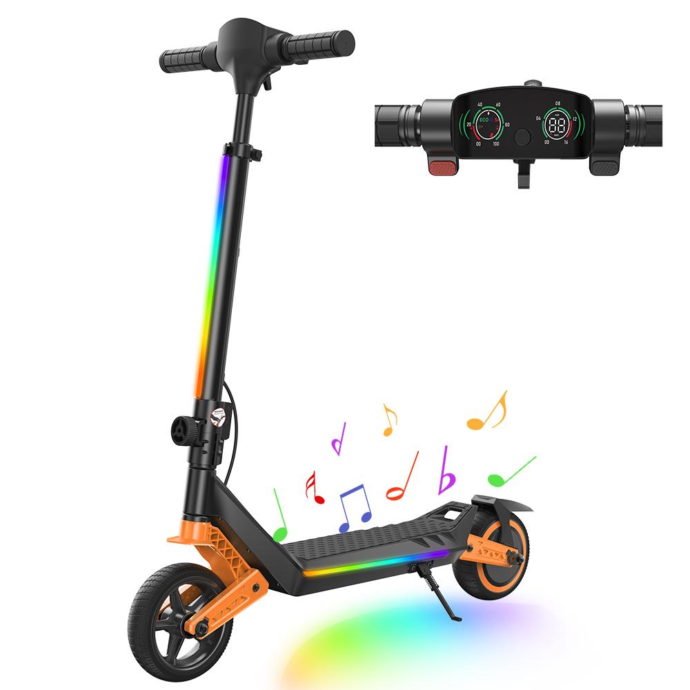 Детский электросамокат K6 150 Вт 2,6 Ач 6,5'' Сплошные шины Bluetooth-динамик Светодиодные огни Складной и регулируемый по высоте Макс. скорость 16 км/ч Дальность 7-9 км для детей