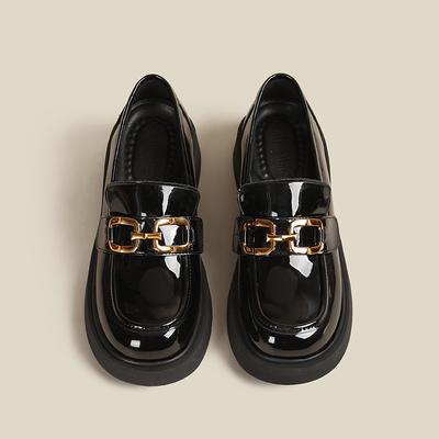 Легкая подошва женские туфли в ретро-стиле на толстой подошве-маффин из маленькой кожи, на толстом каблуке, черные, из мягкой кожи, одинарные туфли, повседневная обувь