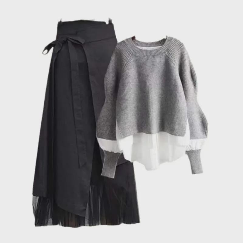 Женские осенние костюмы больших размеров: Стильные топы, прикрывающие живот, и утягивающие универсальные платья-двойки