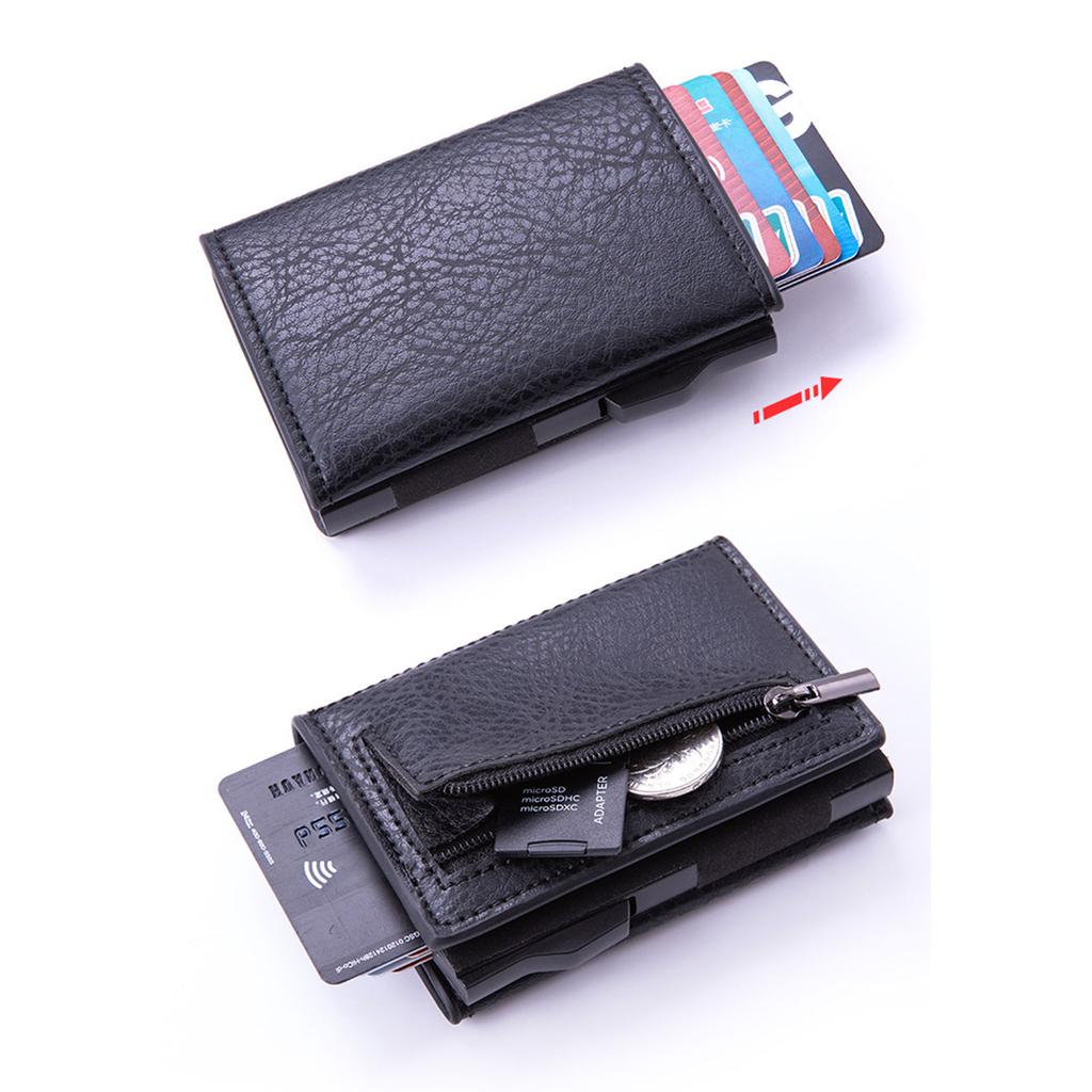PU RFID Blocking Money Wallet Automatic Pop-up Credit Card Holder Business Purse Gift Cash Pocket for Men Women