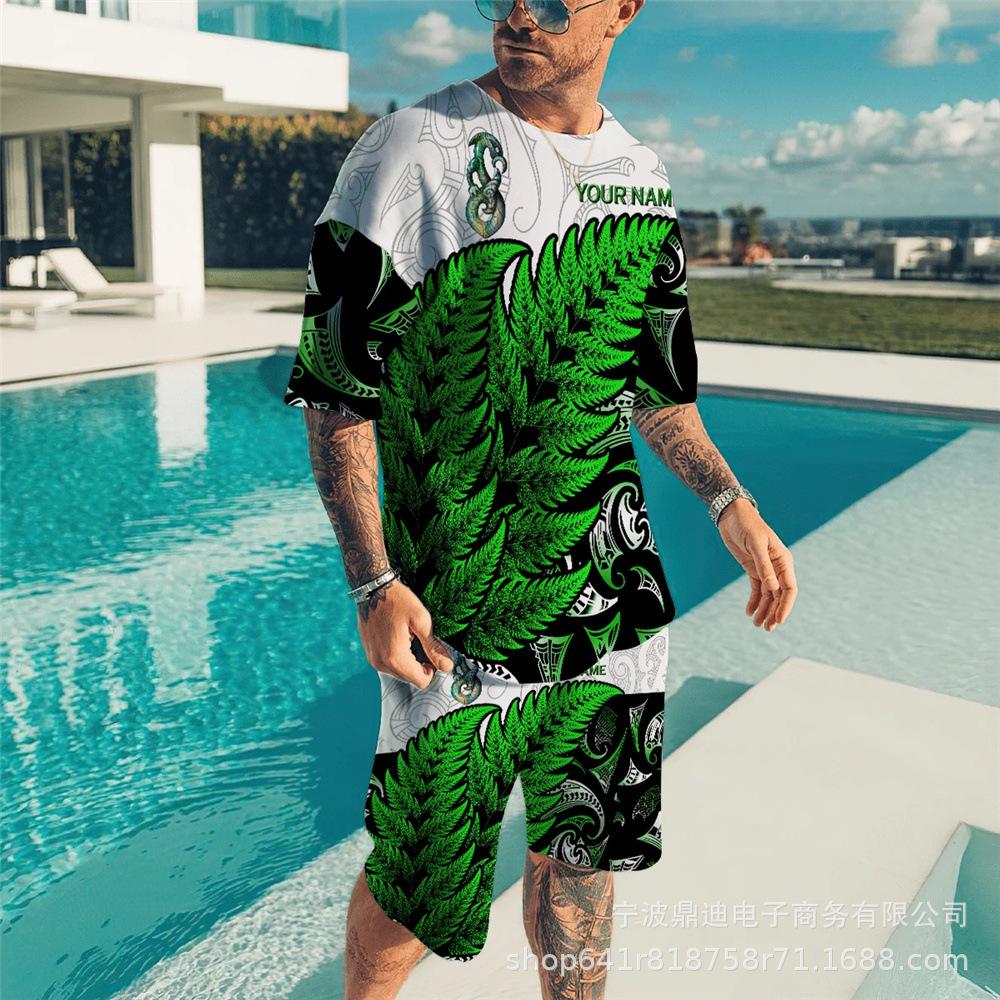 Летняя мужская футболка с 3D принтом и круглым вырезом, шорты с короткими рукавами, комплект из двух предметов, модная повседневная классная уличная одежда, спортивный костюм большого размера