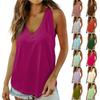 Women's Summer Casual Sleeveless Vest Solid Color V-Neck Basic Top
