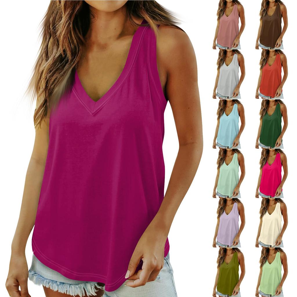 Женский летний повседневный жилет без рукавов, однотонный пуловер с v-образным вырезом, базовый топ