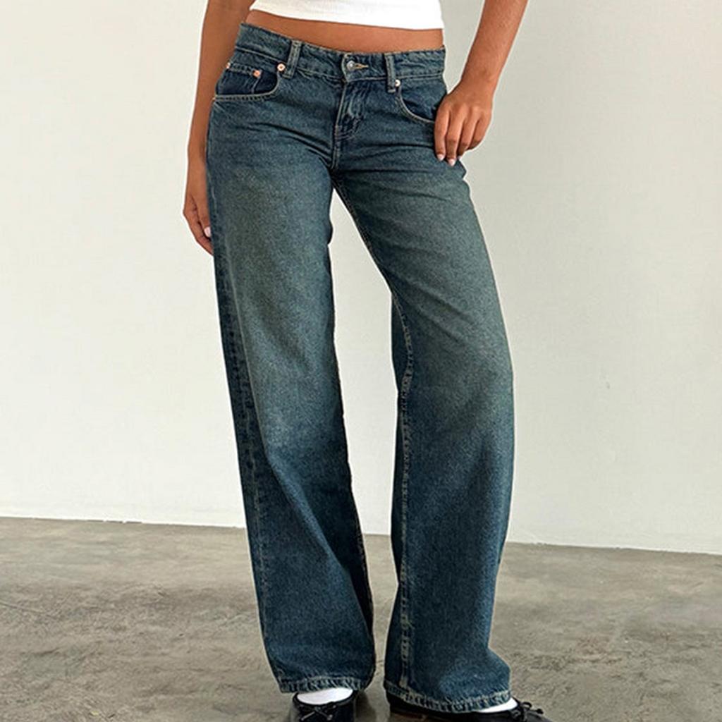 Baggy Jeans for Women Trendy Low Rise Casual Straight Leg Boyfriend Jeans Denim Pants with Pocket Streetwear