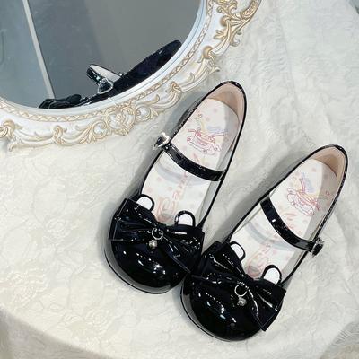 Милые и симпатичные туфли в стиле Лолита с бантом из кролика 2025 года, новые повседневные универсальные туфли Мэри Джейн из кожи