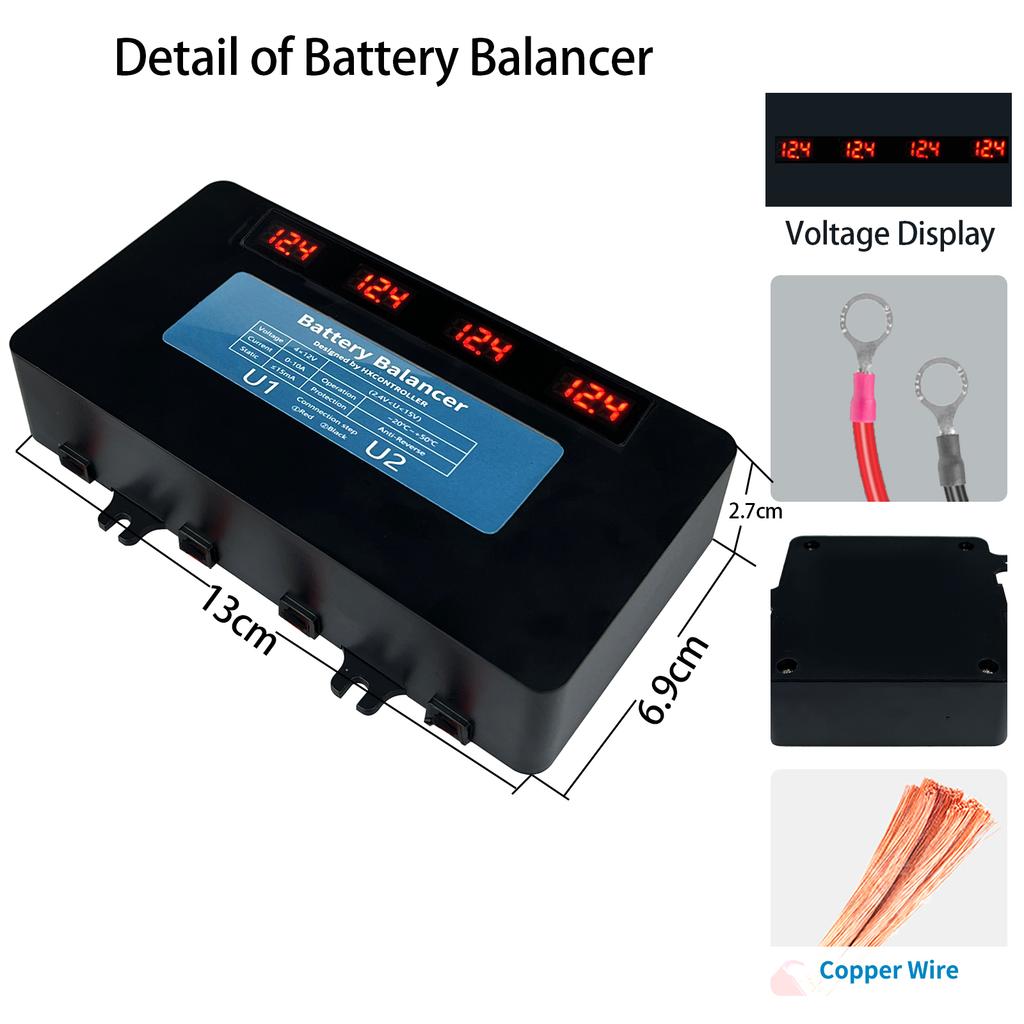 LED Display 48V 96V Battery Equalizer Battery Voltage Balancer For 4 X 12V lead acid Lifepo4 Lithium For Solar Panel System