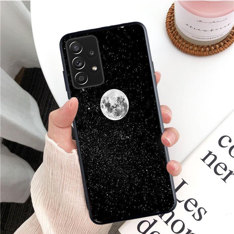 Чехол для телефона «Луна-космонавт» для Samsung Galaxy A35 A55 A54 A15 A25 A05s A05 A22 A24 A52 A33 A34 M34 M14 M54 M23