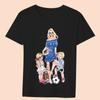 Women's Clothing Black T-shirt Casual Top Mom Family Print Series Round Neck Ladies Slim Commuter Short Sleeve Soft Ladies Top