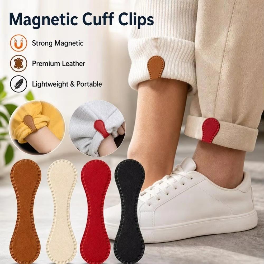 No-Sew Magnetic Hem Clips PU Leather Trouser Leg Clips New Magnetic Sleeve Clips Cooking Use
