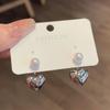 Серьги-гвоздики «два в одном» с жемчугом для женщин, серебристого цвета, металлическое сердце 2 в 1, милое изысканное модное новое украшение для ушей