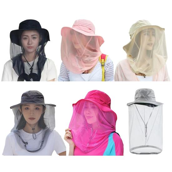 Шляпа с москитной сеткой, солнцезащитная шляпа-ведро со скрытой сеткой, складная защитная сетка от мух для рыбалки на открытом воздухе, пешего туризма