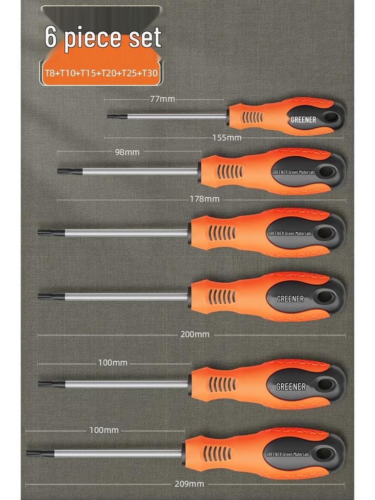 Green Forest Magnetic Hex & Mi Word Screwdriver Set: T8, T15, T20, T25, T30
