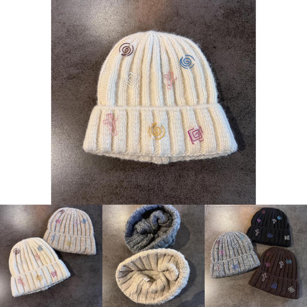 Fashion Knitted Hat With Double Ring Embellishment For Winter Sports And Casual