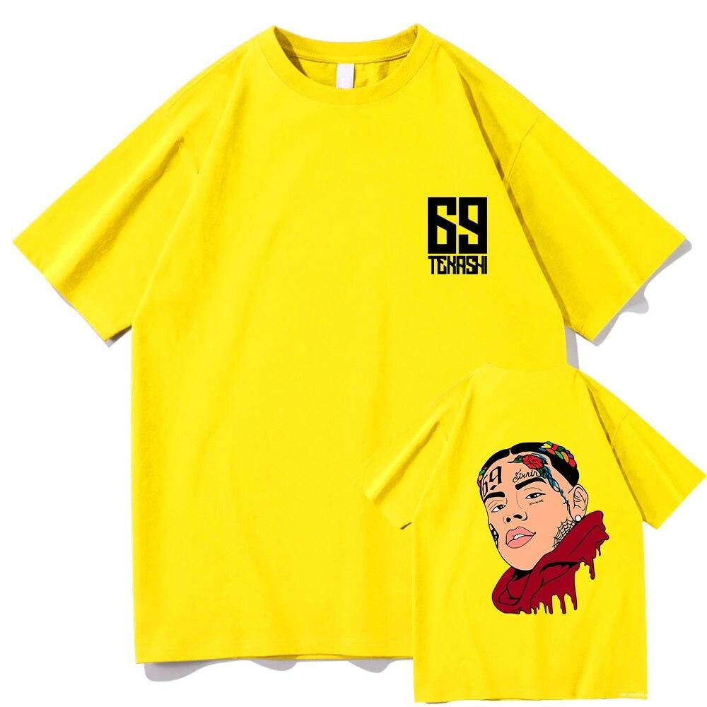 Классическая футболка 6ix9ine, забавные топы унисекс в стиле хип-хоп, женские футболки с графическим рисунком, Эстетические хлопковые футболки унисекс с героями мультфильмов