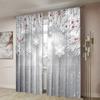 2 Pieces, Silver Pine Branch Snowflake Wood Curtain -30% Blackout - Suitable for Living Room, Bedroom, Kitchen, Home Decoration
