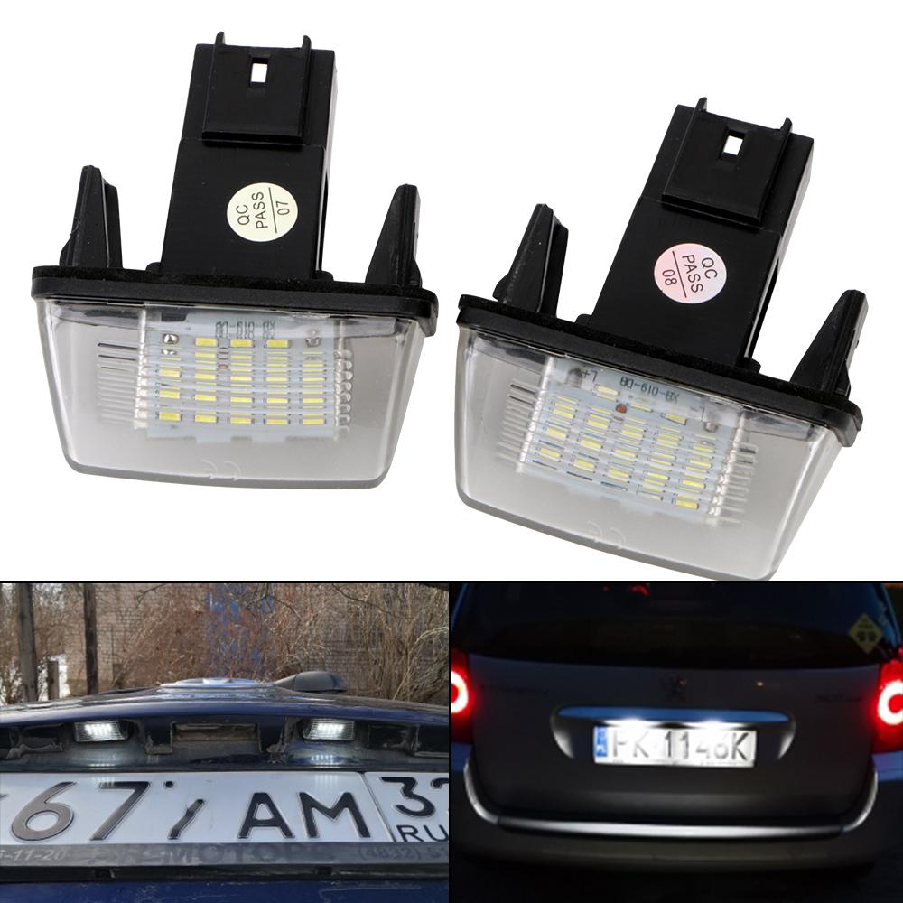 Светодиодная подсветка номерного знака без ошибок, 1 пара, для Peugeot 206 207 306 307 308 5008