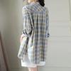 Cotton Plaid Shirt Women's Spring and Autumn Thin Sunscreen Clothing Women's Long-sleeved Cardigan Mid-length Top
