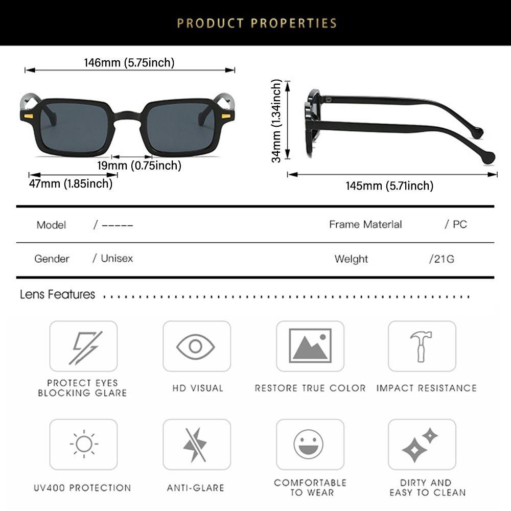 Eyewear UV400 Gradient Square Sunglasses Women Shades Rivets Decoration Men Sun Glasses