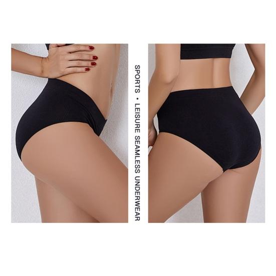 Women Panties Solid Color Elastic Mid Waist Seamless Thin Thread Soft Anti Septic Breathable Intimate Clothes Lady Underwear Briefs