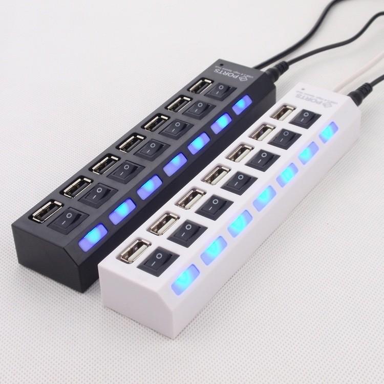 7-портовый высокоскоростной USB-хаб с независимыми переключателями, поддержка внешних жестких дисков