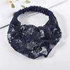 Нескользящая кружевная повязка на голову с цветком, обруч для волос, широкая боковая повязка на голову, сетчатая полая повязка для волос для женщин/девочек