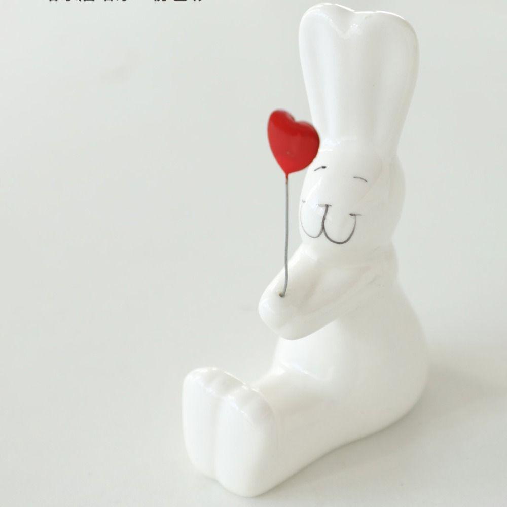 3pcs Handicraft White Rabbit Ornament Cute Animal Sculpture Couple Rabbit Figurine New Year