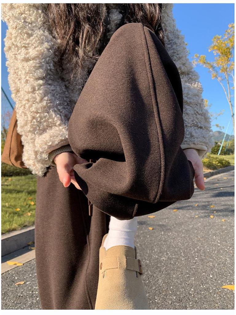 Женские штаны-палаццо из флиса, цвет клейкий рис (off-white), с высокой талией, свободного кроя, стройнящие, для миниатюрных, Осень/Зима.
