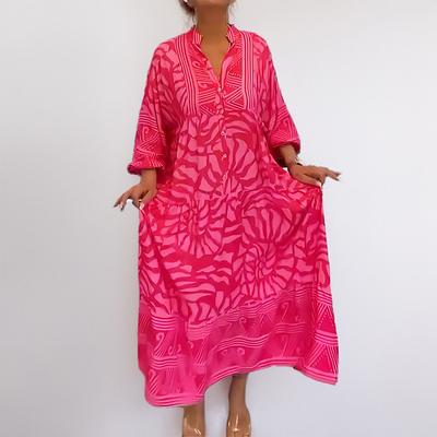 Весна Новый Стиль Женской Одежды Повседневное и Простое Платье с V-образным Вырезом с Принтом для Женщин