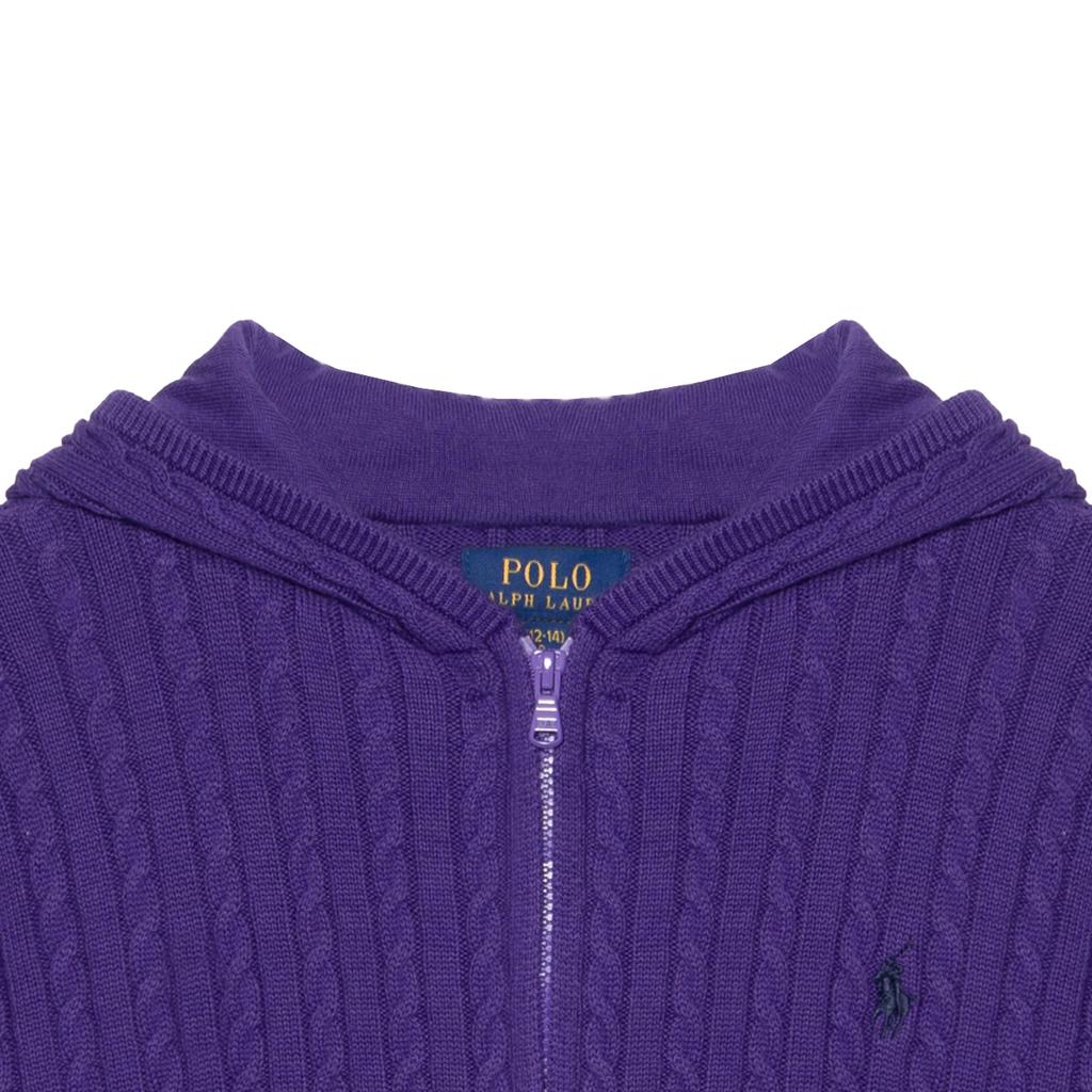 Polo Ralph Lauren Sweater Pony Logo Embroidered Zipper Hoodie Long Sleeve Kids Tops Purple 313916533-007