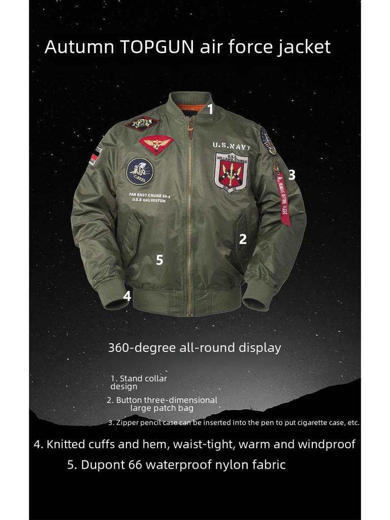 Top Gun MA-1 Flying Tigers Eagle Pilot Jacket for Men - Spring/Autumn