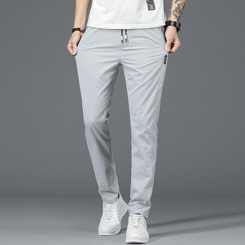 Осенне-зимний новый стиль с плюшевым утолщением/обычные мужские спортивные повседневные брюки с эластичной резинкой на талии, прямые брюки с короткими штанинами, теплые эластичные облегающие