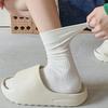 "Women's Mid-Tube White Socks - All-Season Trendy Black Ins Style, Solid Color, Sporty & Thin for Summer, Spring, Autumn, Winter"