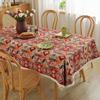 Ethnic Style Red Festive Jacquard Tablecloth Rectangular New Year Dining Table Cover