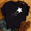 Maycaur Woman Star Moon Print Harajuku Летние футболки Повседневная футболка с круглым вырезом и коротким рукавом Женская черная футболка Прямая поставка