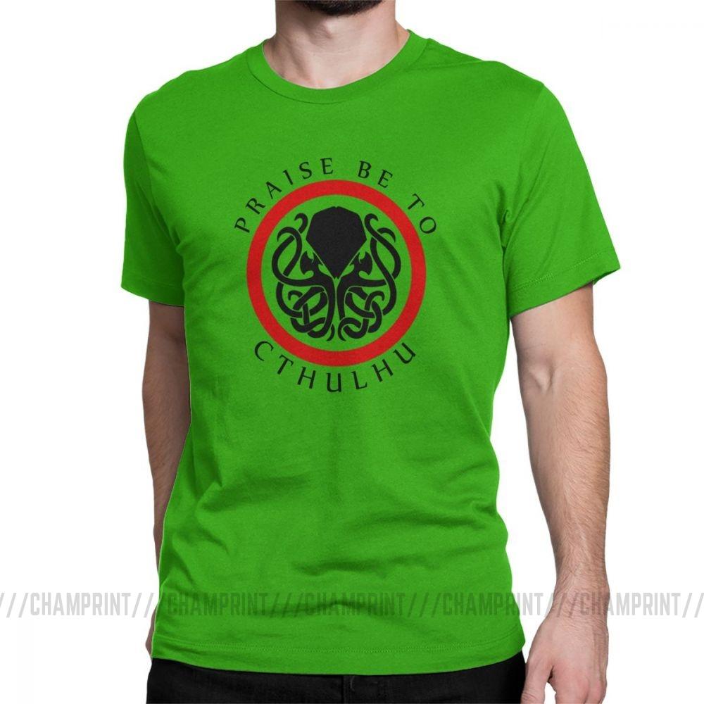 Praise Be To Cthulhu Cool T Shirts For Men Crewneck Cotton T Shirt Short Sleeve Tee