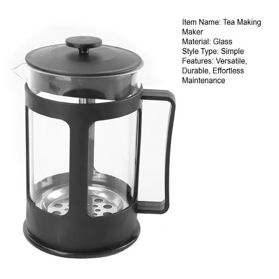 French Press Coffee Maker Heat-Resistant Glass Tea Brewer with 80-Mesh Filter