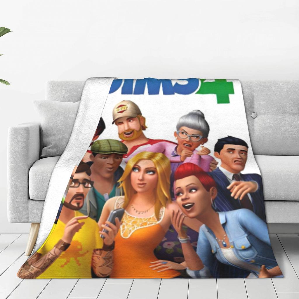 Плюшевое одеяло-плед Sims 4 Plumbob, видеоигра, фланелевое одеяло, мультяшное одеяло Plumbob, для дивана, офиса, ультрамягкое, тонкое стеганое одеяло, многофункциональное