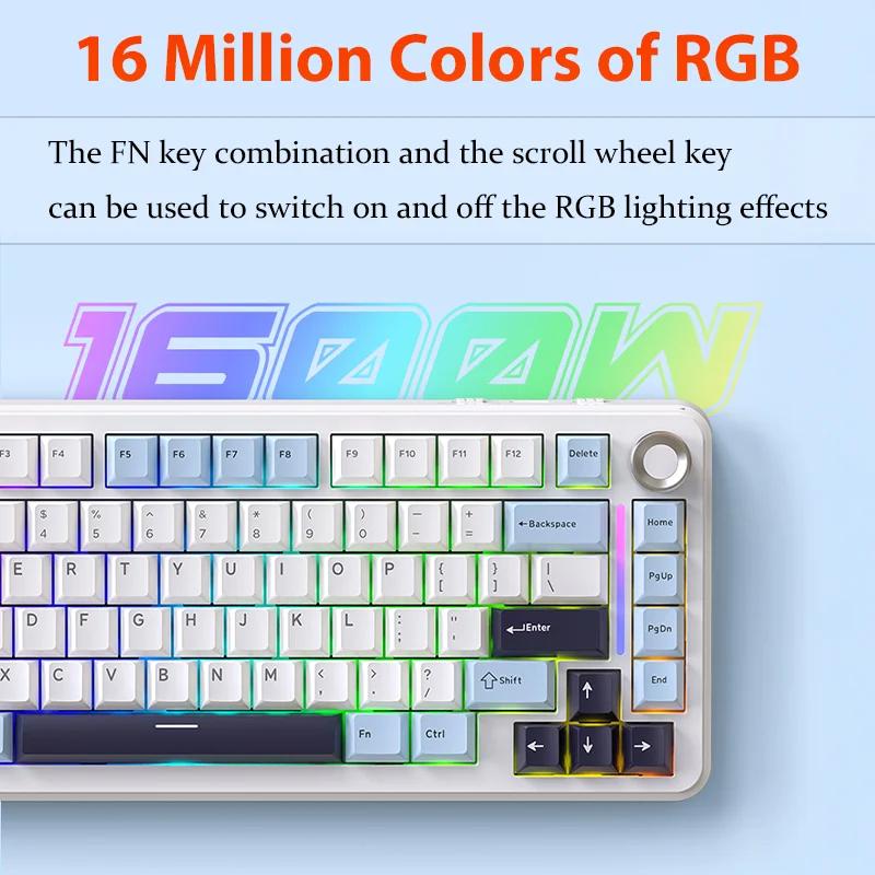FREEWOLF F75 75% Mechanical Keyboard Tri-Mode Wireless Bluetooth Hot Swap RGB PBT 4000mAh Gasket Mount, AULA F75 Same Model
