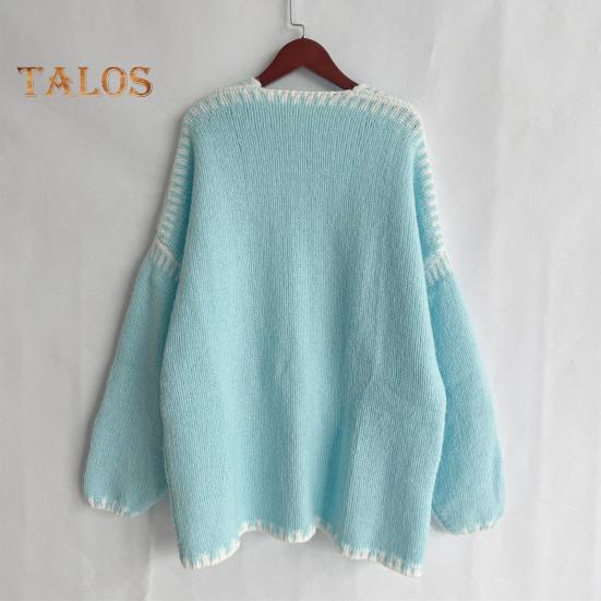 Весна Осень Женское Пальто Трикотажное Толстое Свободное Длинные Рукава Кардиган Однотонный Теплый Повседневный Повседневный Рабочий Уличный Свитер Куртка