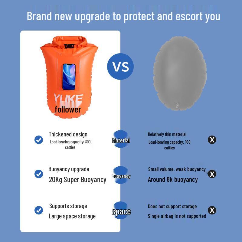 Follow-the-Butt Inflatable Float with Storage Airbags for Swimming and Rafting