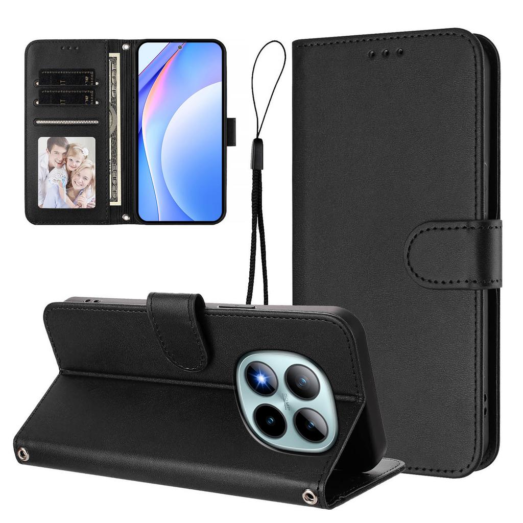 For Xiaomi Redmi Note 15 Pro+ 5G Wallet Case RFID Blocking Calf Texture Leather Stand Phone Cover with Strap