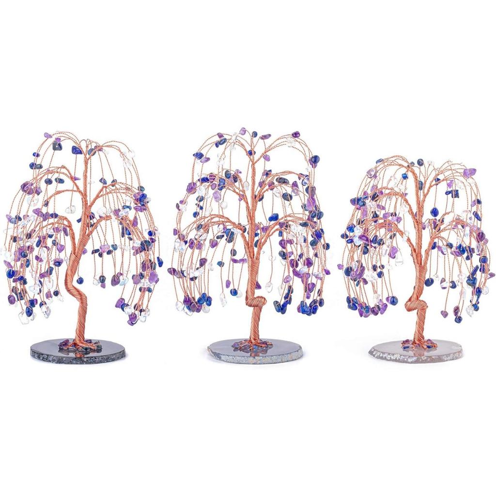 Natural Healing Amethyst/Lapis Lazuli Crystal Money Tree Tumbled Gemstone Stones Money Tree, Feng Shui Ornaments Home Decoration for Wealth and Luck