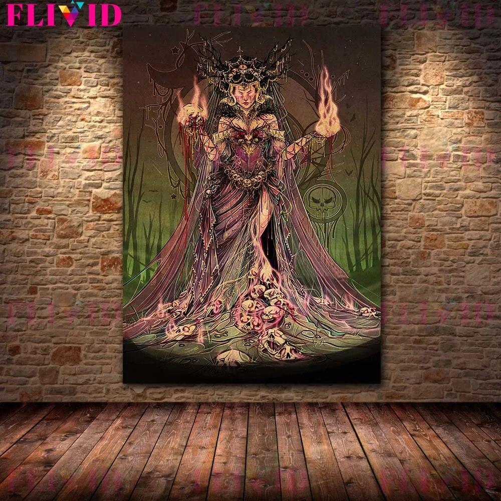 Грибная фея и зомби девушка готический художественный постер и принты украшение дома кровь ведьма настенная живопись холст без рамки