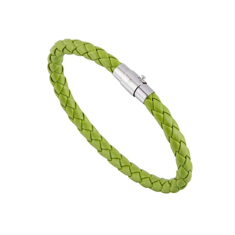 Leather Rope Woven Bracelet Leather Couple Bracelet Unisex Women Men Braided Leather Steel Magnetic Clasp Bracelet Handmade