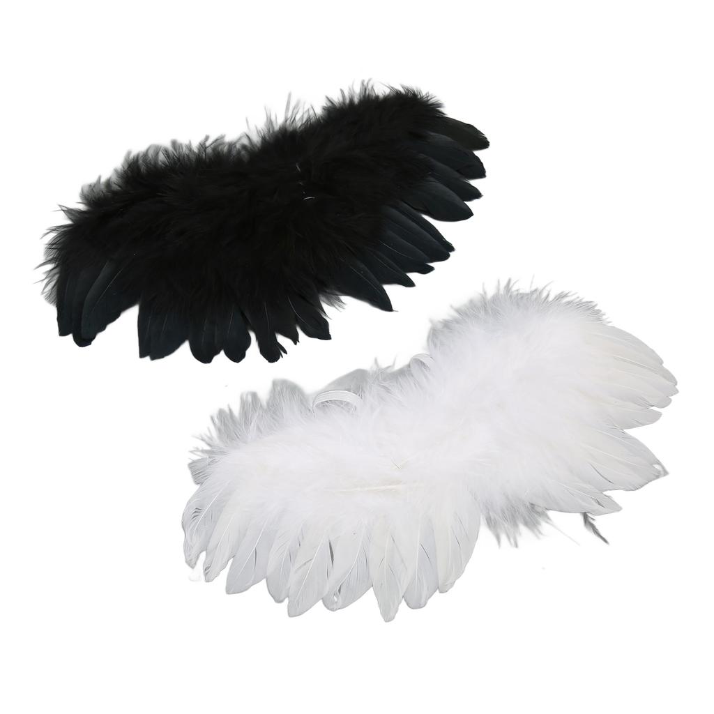 2Pcs Ball Joint Doll Feather Wings Black and White Soft Comfortable for 1 3 1 4 1 6 Dolls