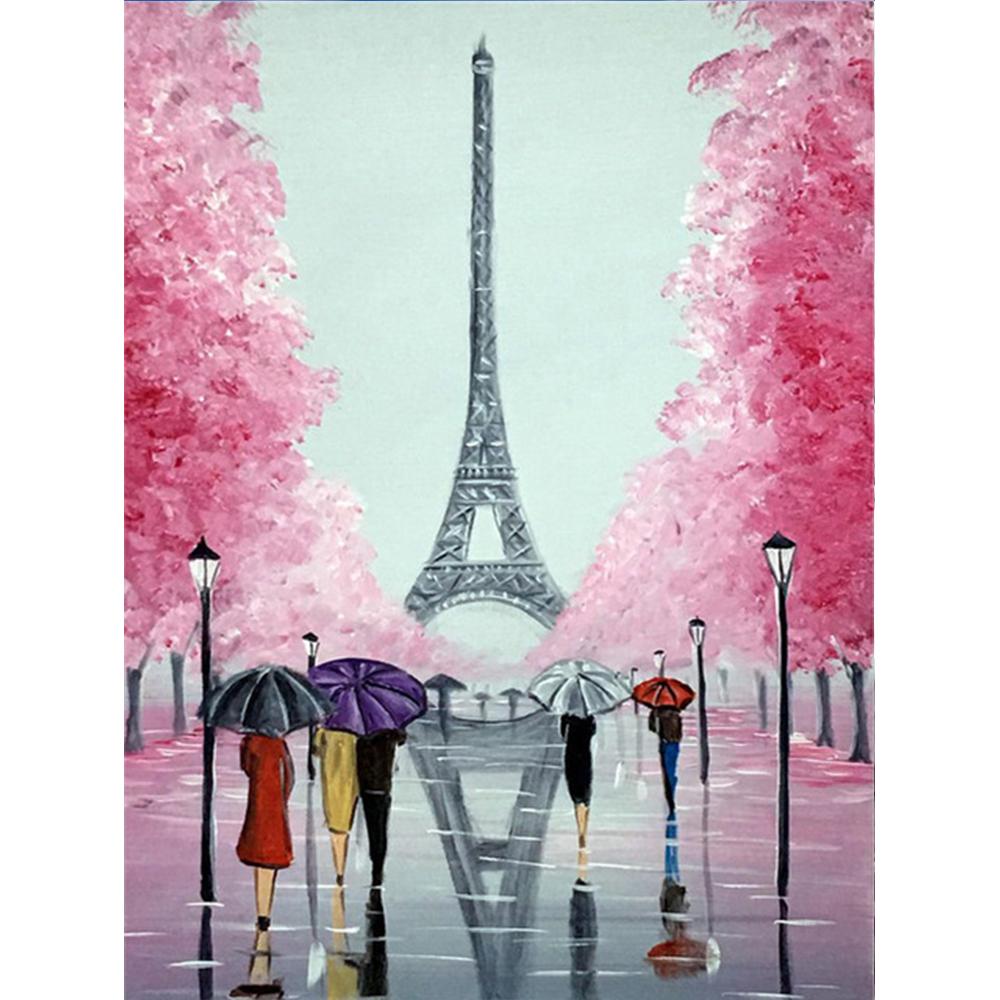5D Алмазная вышивка с полной дрелью, вышивка крестиком, уличная алмазная живопись, пейзажная мозаика, Эйфелева башня, ремесленный домашний декор