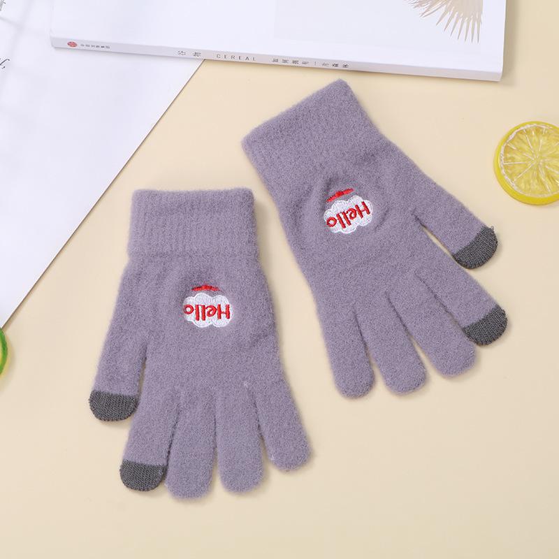 New Cartoon Smiling Face Autumn and Winter Warm and Cold Men and Women Can Touch Screen Knitted Gloves