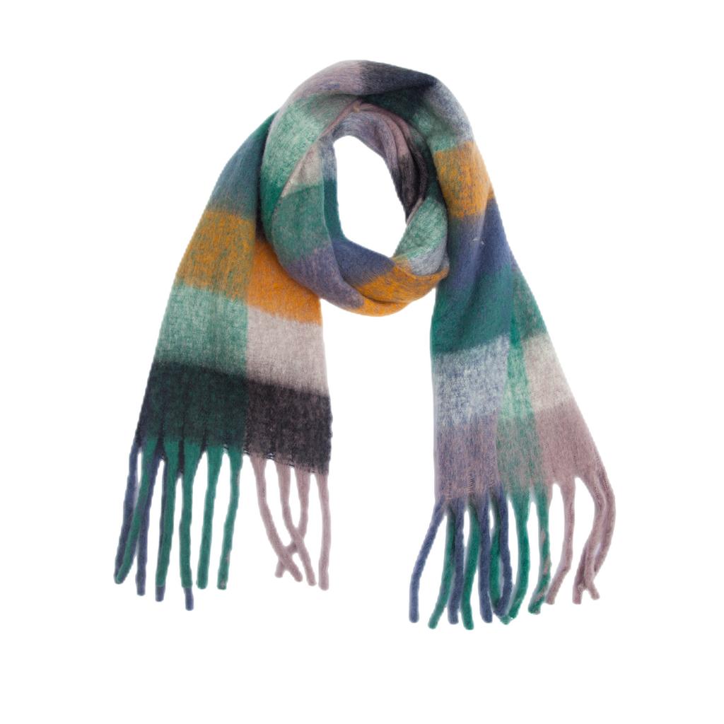 Autumn and Winter New Thickened Shawl Imitation Mohair Coarse Whiskers Colorful Plaid Scarf