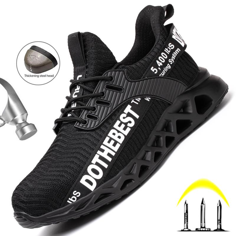 Мужская спортивная защитная обувь, женские рабочие кроссовки, противоударная защитная рабочая обувь, мужские легкие ботинки со стальным носком, защитные ботинки