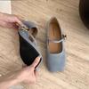 Dopamine Fairy with Skirt Single Shoes Female New Gentle Suede Square Head Flat Bottom Ladle Shoes